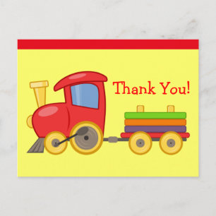 Children's Thank You Kid's Cartoon Toy Train  Postcard