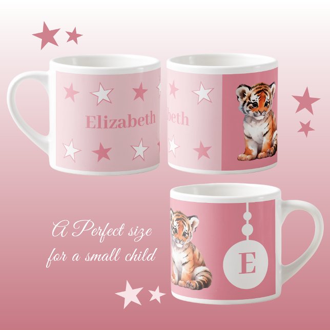 Children's tiger mug personalised name pink (Creator Uploaded)