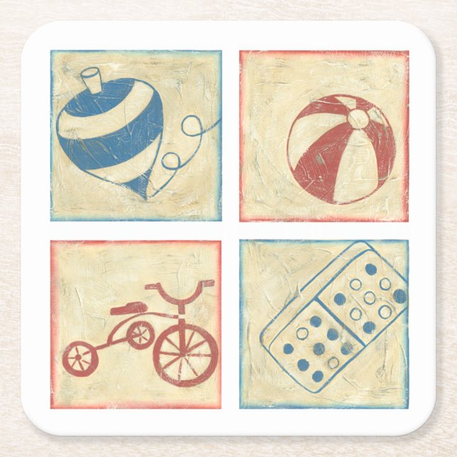 Children's Toys by Chariklia Zarris Square Paper Coaster (Front)