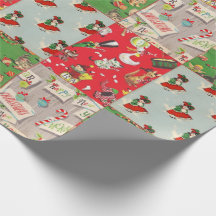 Children's vintage holiday wrapping paper collage