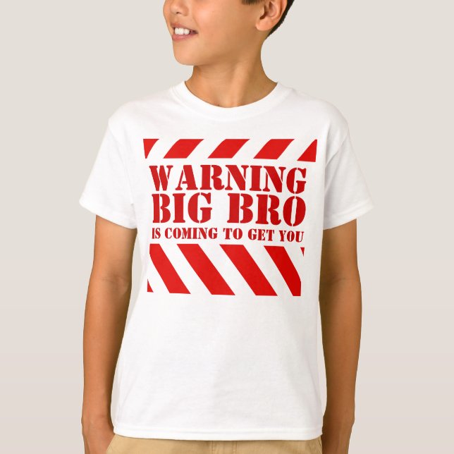 Children's warning stripes big bro t-shirt (Front)