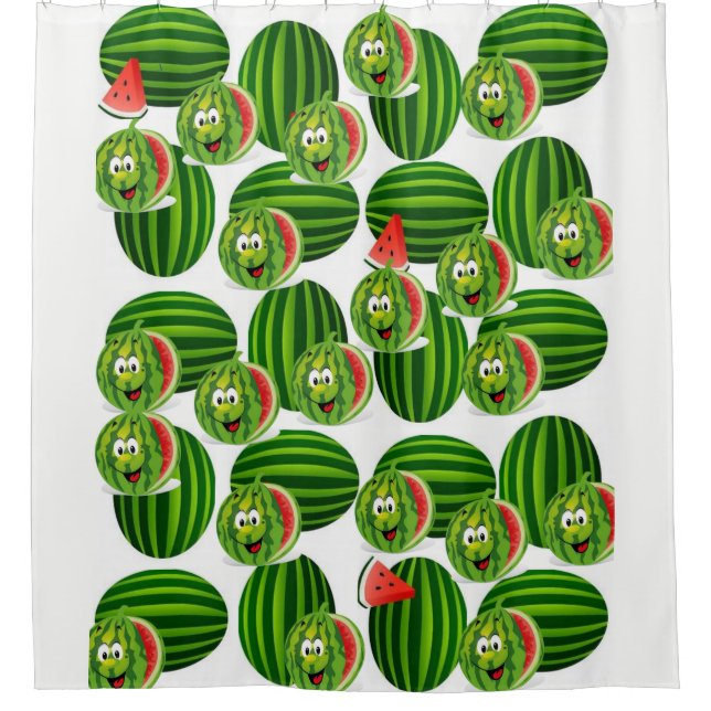 childrens watermelon white green showercurtain shower curtain (Front)