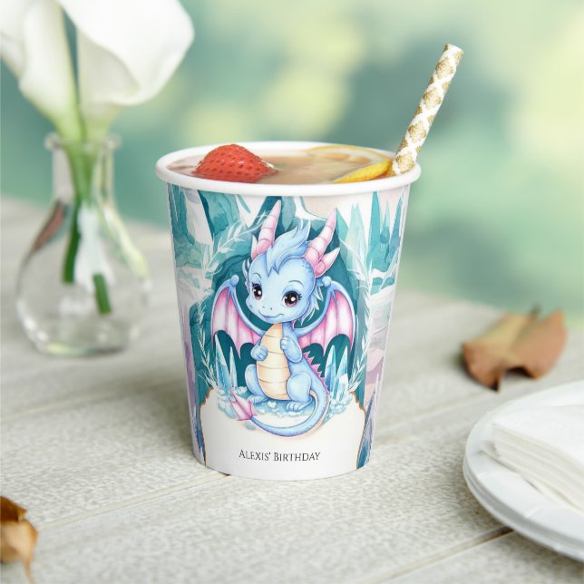 Children's Whimsical Dragon Birthday Paper Cups (Insitu)