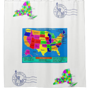 childrens world map white blue showercurtain shower curtain