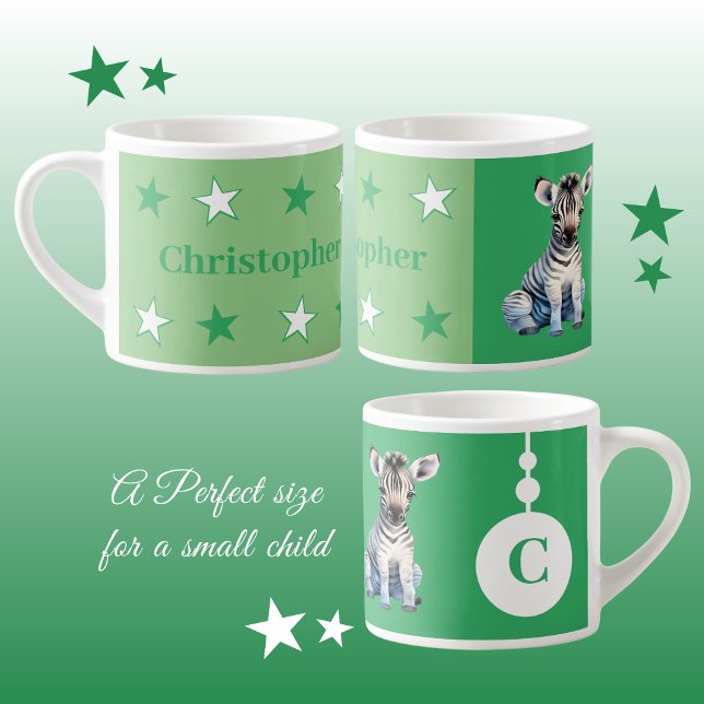 Children's zebra mug personalised name green (Creator Uploaded)