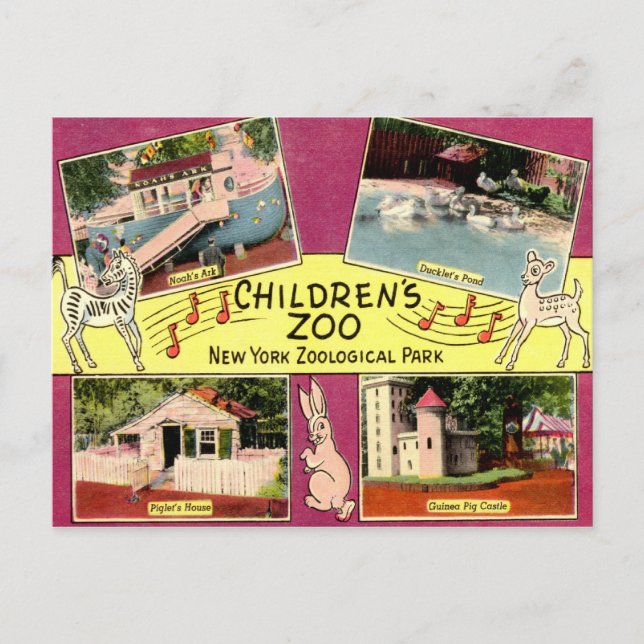 Children's Zoo, Bronx Zoo, NY Vintage Postcard (Front)