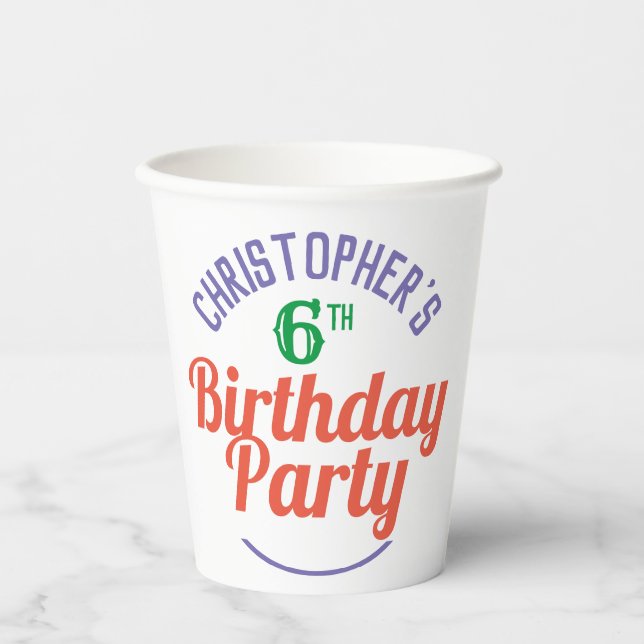 Child's 6th Birthday Paper Cups (Front)