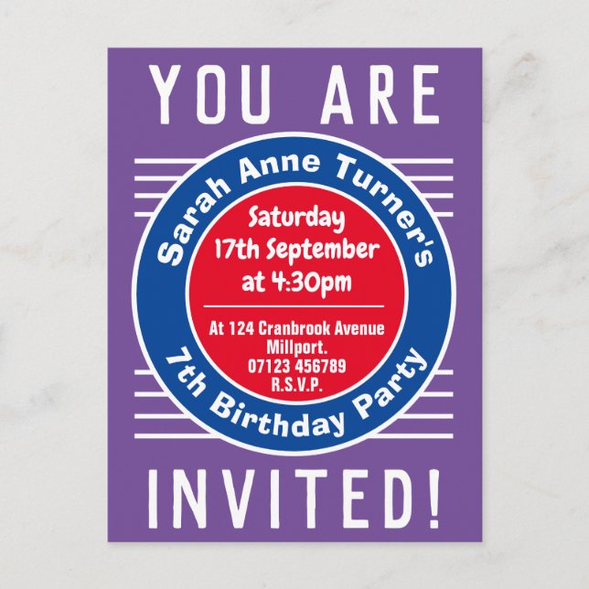 Child's 7th Birthday Party Invitation (Front)