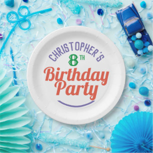 Child's 8th Birthday Party Paper Plates