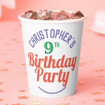 Child's 9th Birthday Paper Cups