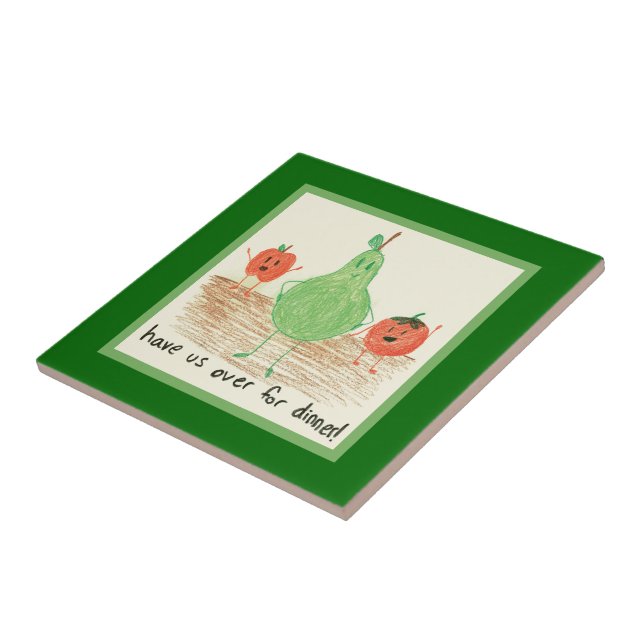 Child's Art, Green Ceramic Tile (Side)