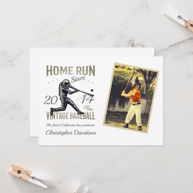 Childs Baseball Birthday Invitation (Front/Back In Situ)
