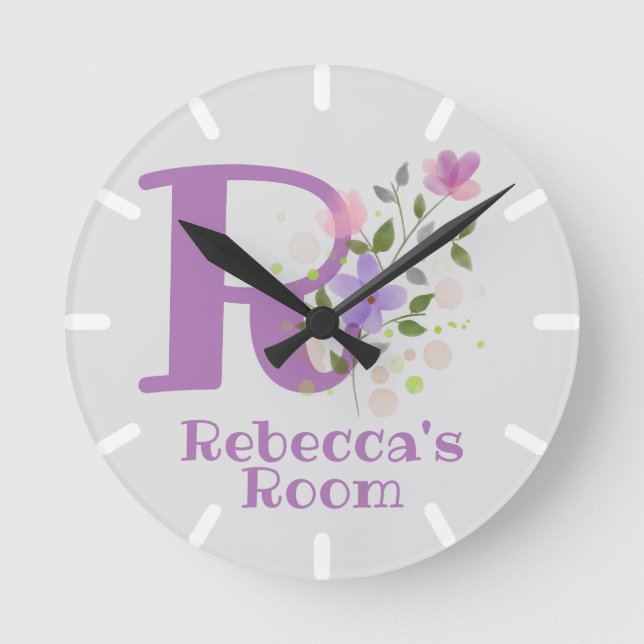 Childs Bedroom Clock with Name & Initial (Front)