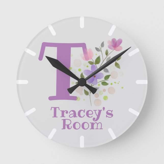 Childs Bedroom Clock with Name & Initial (Front)