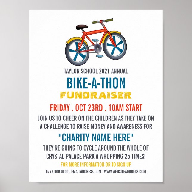 Child's Bike, Children's Charity Bike-a-Thon Event Poster (Front)