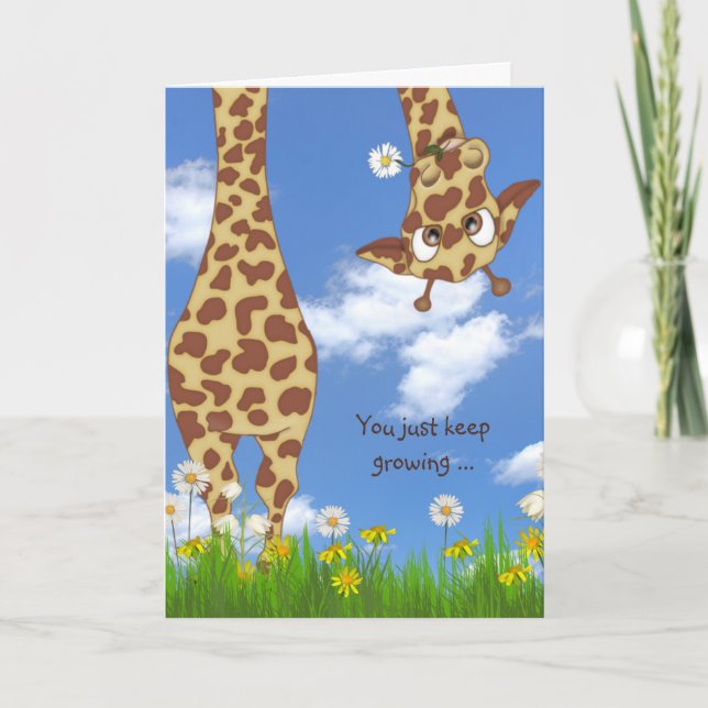 Child's birthday giraffe in grass card (Front)