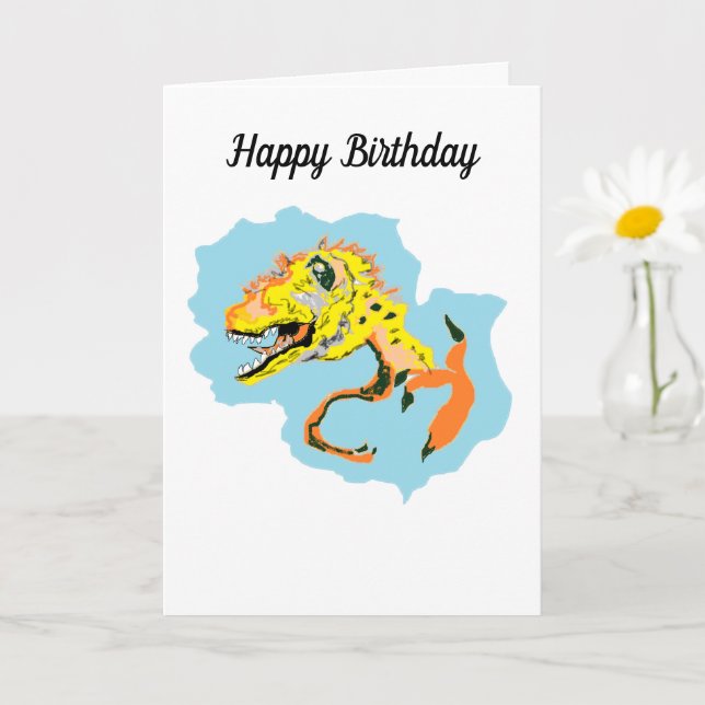 Child's Birthday Greeting Card : Dinosaurs (Small Plant)