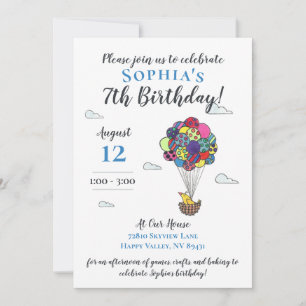 Child's Birthday Hot Air Balloon Invitation