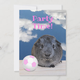 Child's Birthday Party Guinea Pig Pink Soccer Ball Invitation