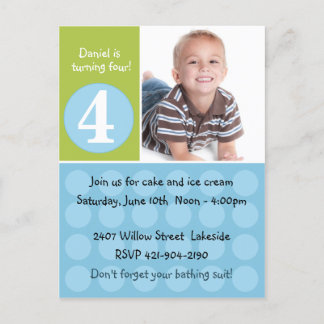 Childs Birthday Party Invitation Postcard