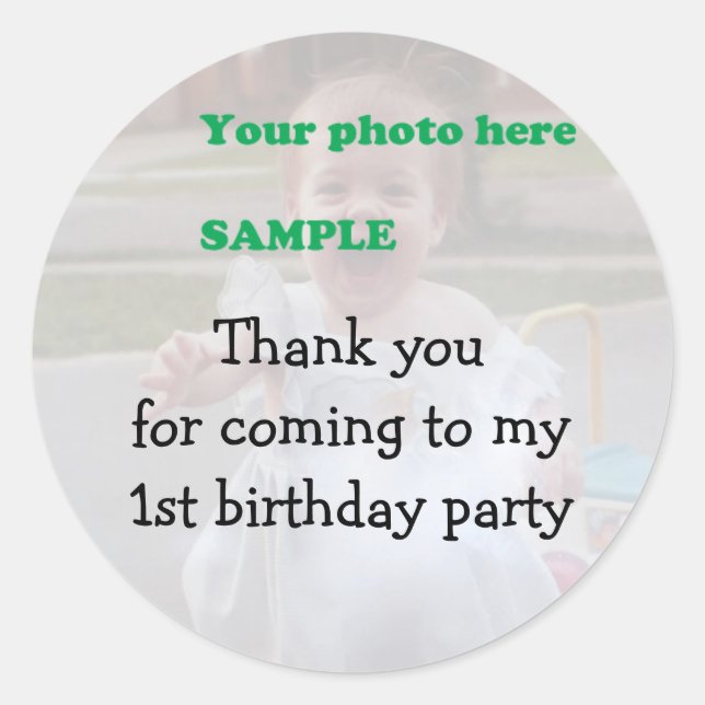 Child's Birthday Party Thank you Classic Round Sticker (Front)