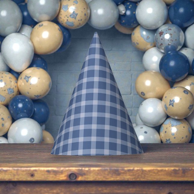 Child's Blue Gingham Birthday Party Hat (Creator Uploaded)