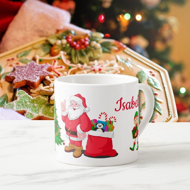 Child's Christmas Cup Add Name Santa and Tree (Creator Uploaded)