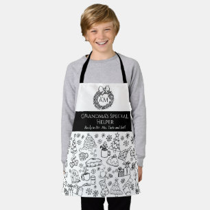 Child's Christmas Helper Personalised Doodle Apron