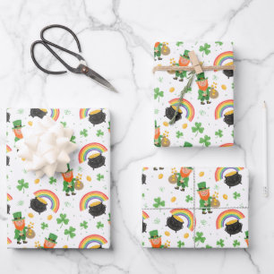 Child's Coloring Style Fun St Patrick's Day Wrapping Paper Sheet