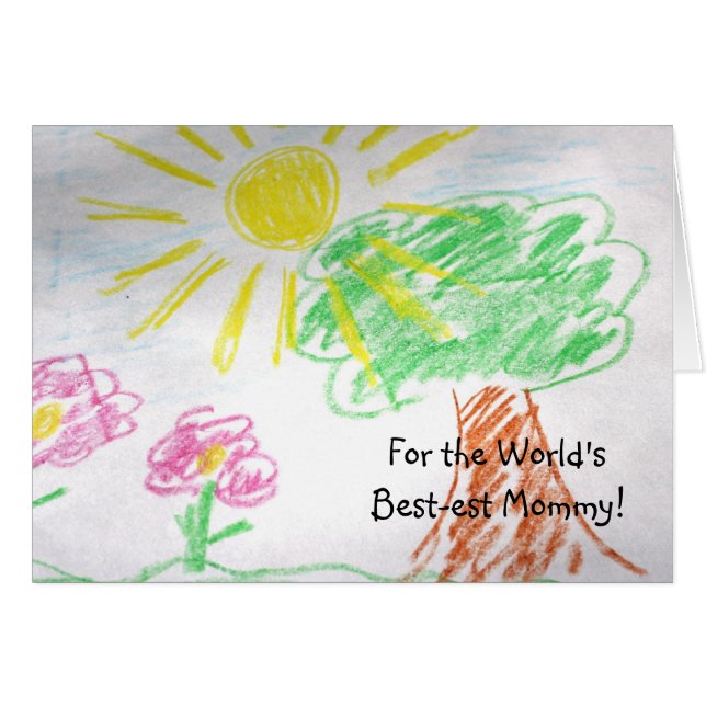 Child's Drawing Best Mummy Mother's Day Card (Front Horizontal)