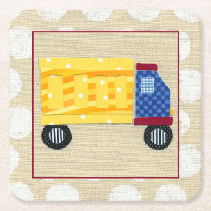 Child's Dump Truck by Chariklia Zarris Square Paper Coaster