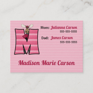 Child's Emergency Information Cards Monogram M