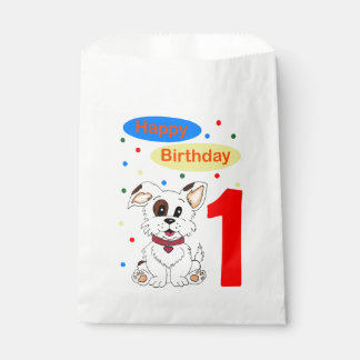 Child's First Birthday Cute Puppy and Colorfetti Favour Bag