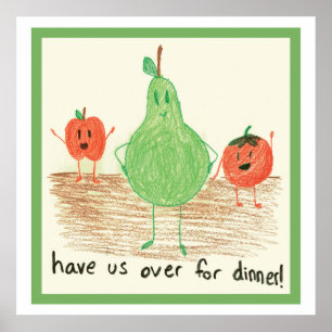 Child's Food Art, Green Poster