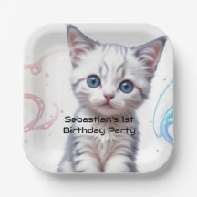 Child's Galaxy Blue Tinted Kitten Birthday,