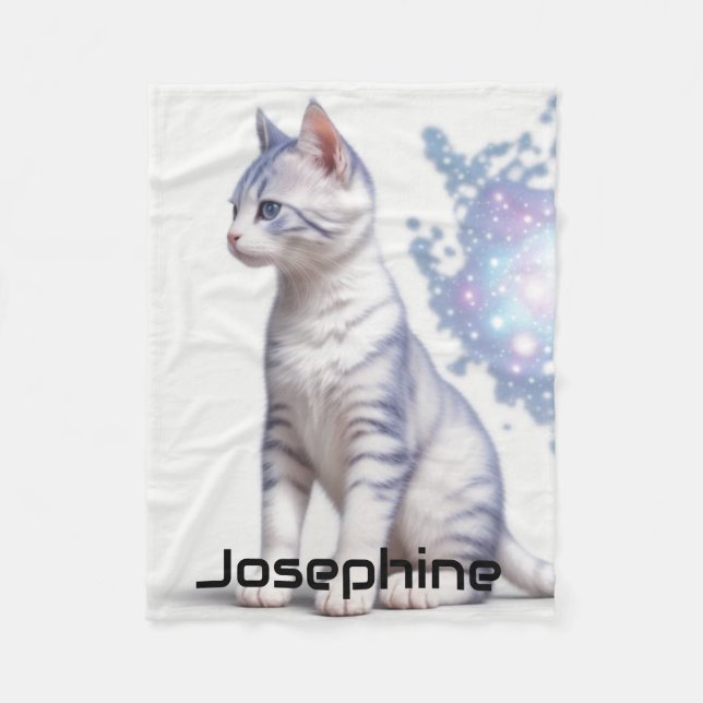 Childs Galaxy Tinted Blue Cat Fleece Blanket (Front)
