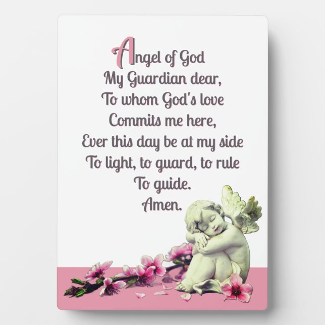 Child's Guardian Angel Tabletop Plaque with Easel (Front)