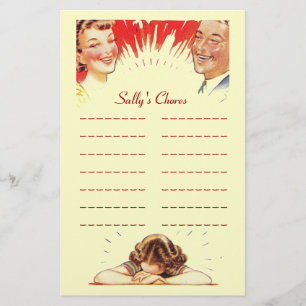 Child's List chore Lists Project Plan Stationery