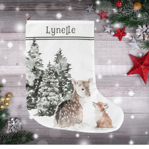 Child's Name, Cute Baby Animals, Large Christmas Stocking
