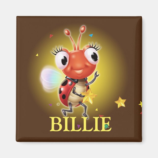 Child's name ladybug fridge magnet (Front)