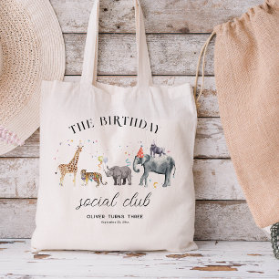 Childs Name Party Animal   Birthday Favour  Tote Bag