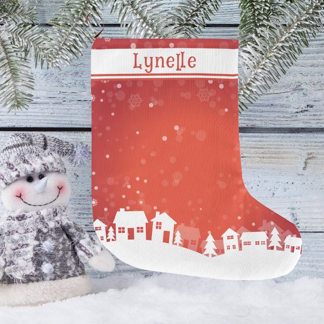Child's Name Red and White Large Christmas Stocking (Child's Name Red and White Large Christmas Stocking)