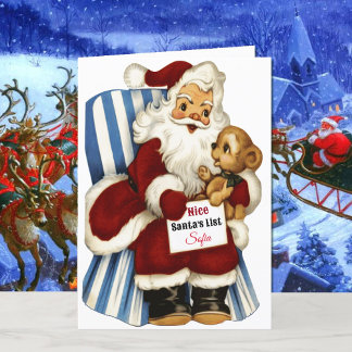 Child's Name Santa's Nice List Christmas Holiday Card