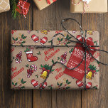 Child's Name Vintage Christmas Kraft Wrapping Pape Wrapping Paper<br><div class="desc">Custom name on this wrapping paper to add a festive touch to any Christmas gift you give. Personalised wrapping paper to add a festive touch to your Christmas gifts.</div>