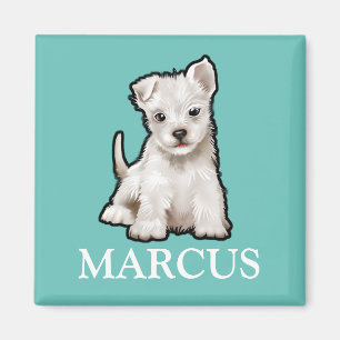 Child's name Westie pup fridge magnet