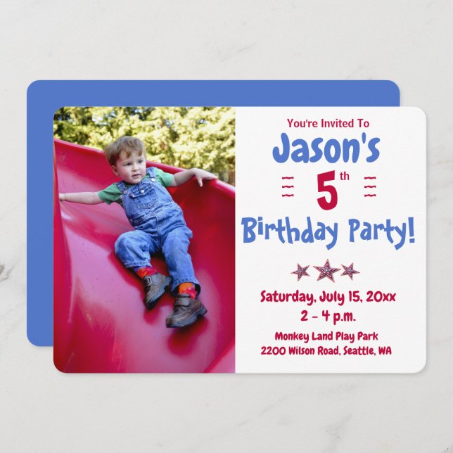 Child's Photo Birthday Party Invitation (Front/Back)