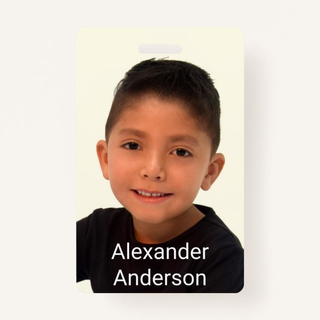 Child's Photo Name Tag Personalise Badge ID Badge (Front)