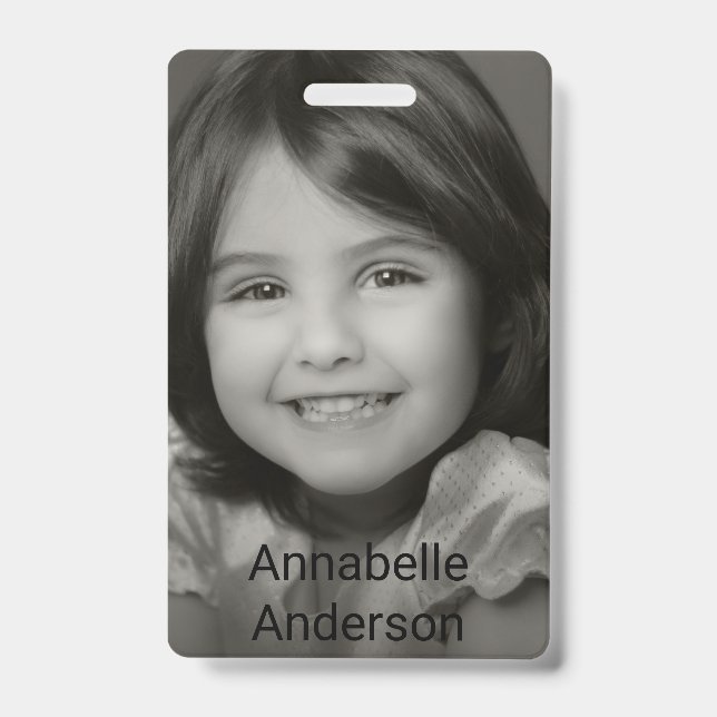 Child's Photo Name Tag Personalise ID Badge (Front)