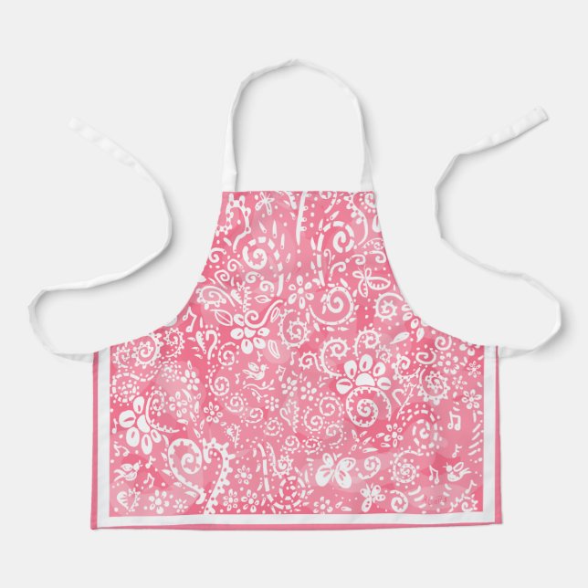 Child's Pink Paisley  Apron (Front)