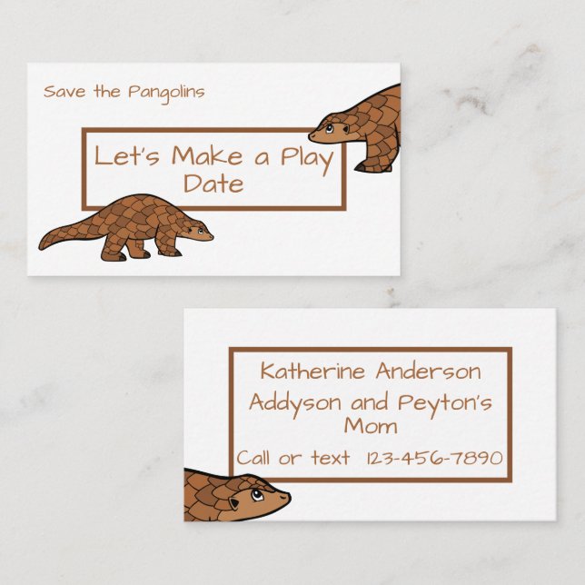 Child's Play Date Pangolin Business Card (Front/Back)